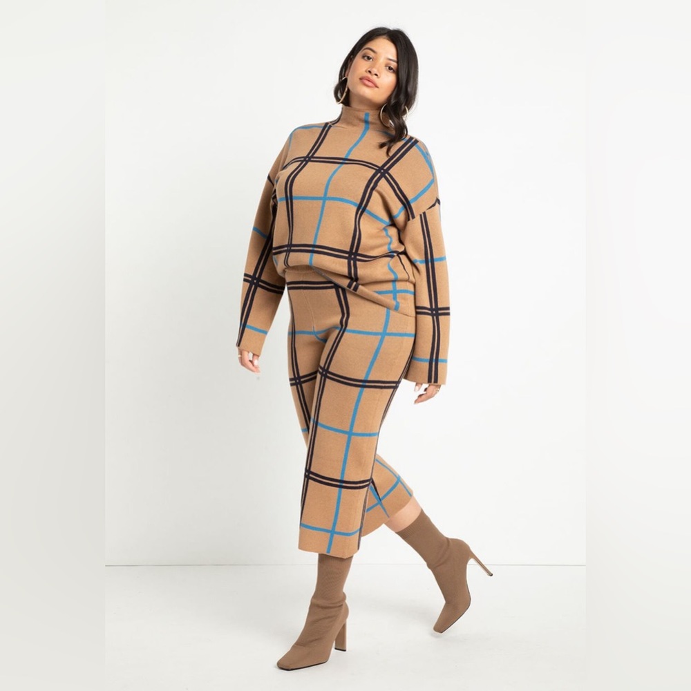NWT Eloquii Plaid Sweater 2pc Set (Top/Bottoms)
